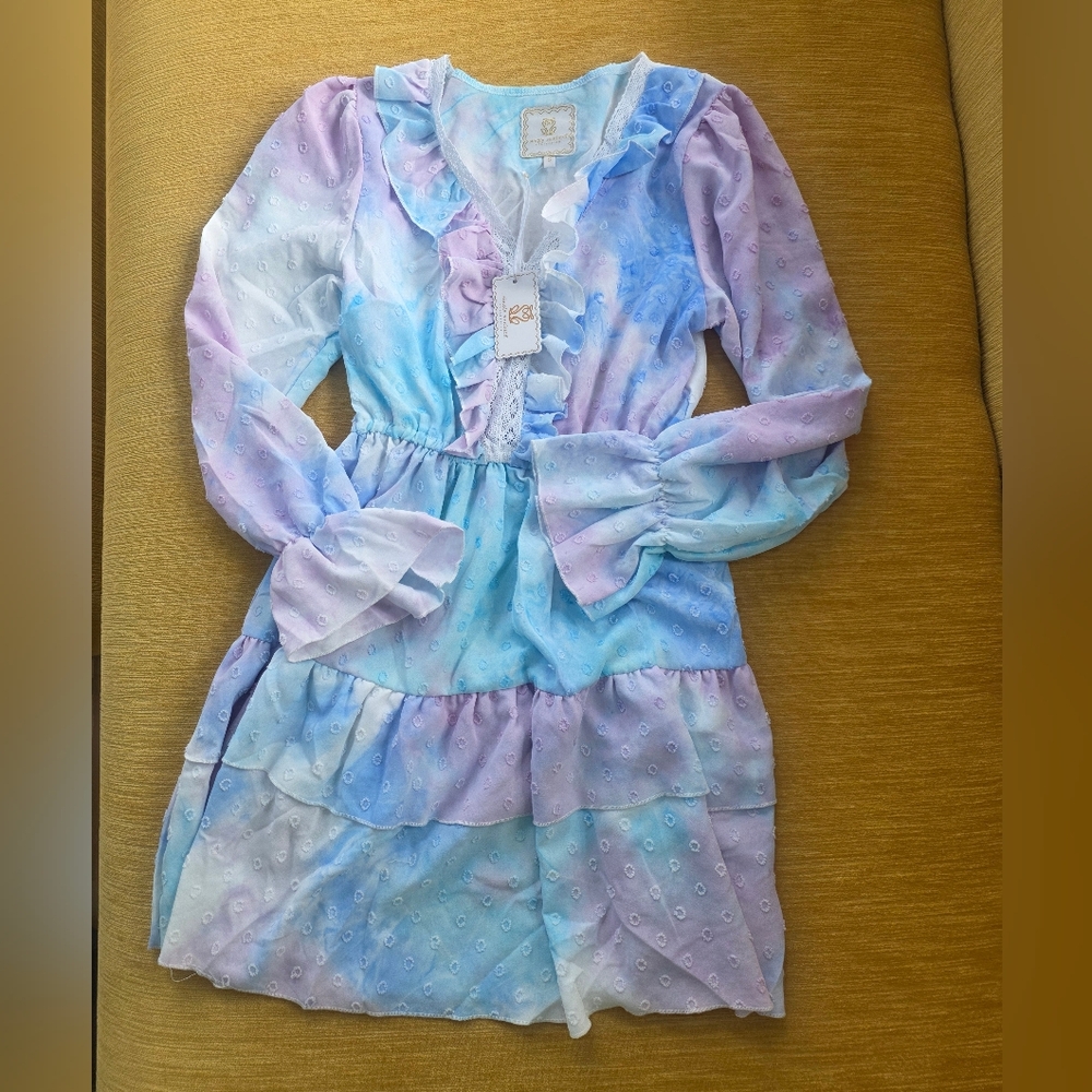 Simply Southern Pastel Blue and Lavender Tie-Dye Midi Dress